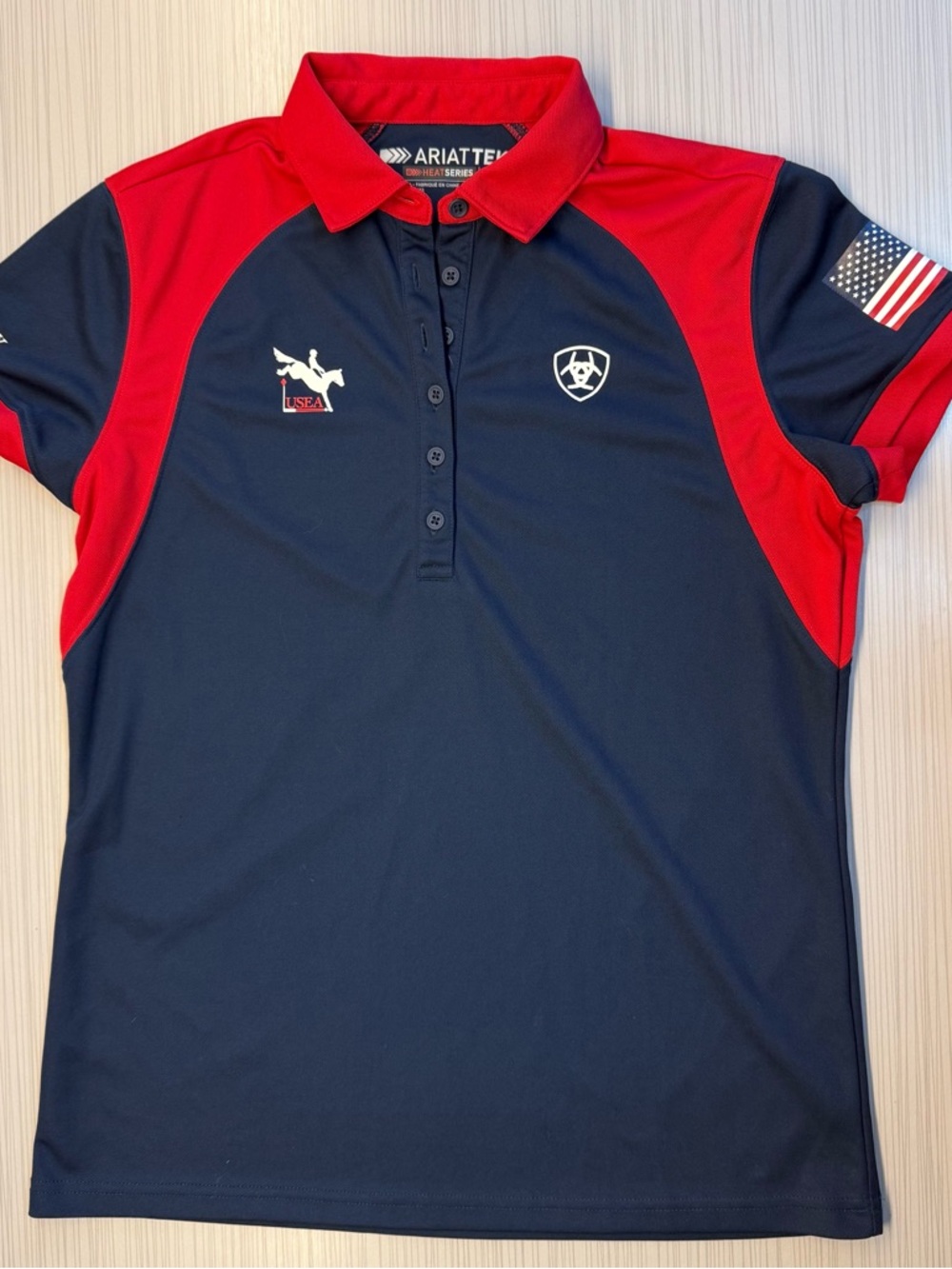ARIAT TEK USEA Navy & Red Polo Shirt